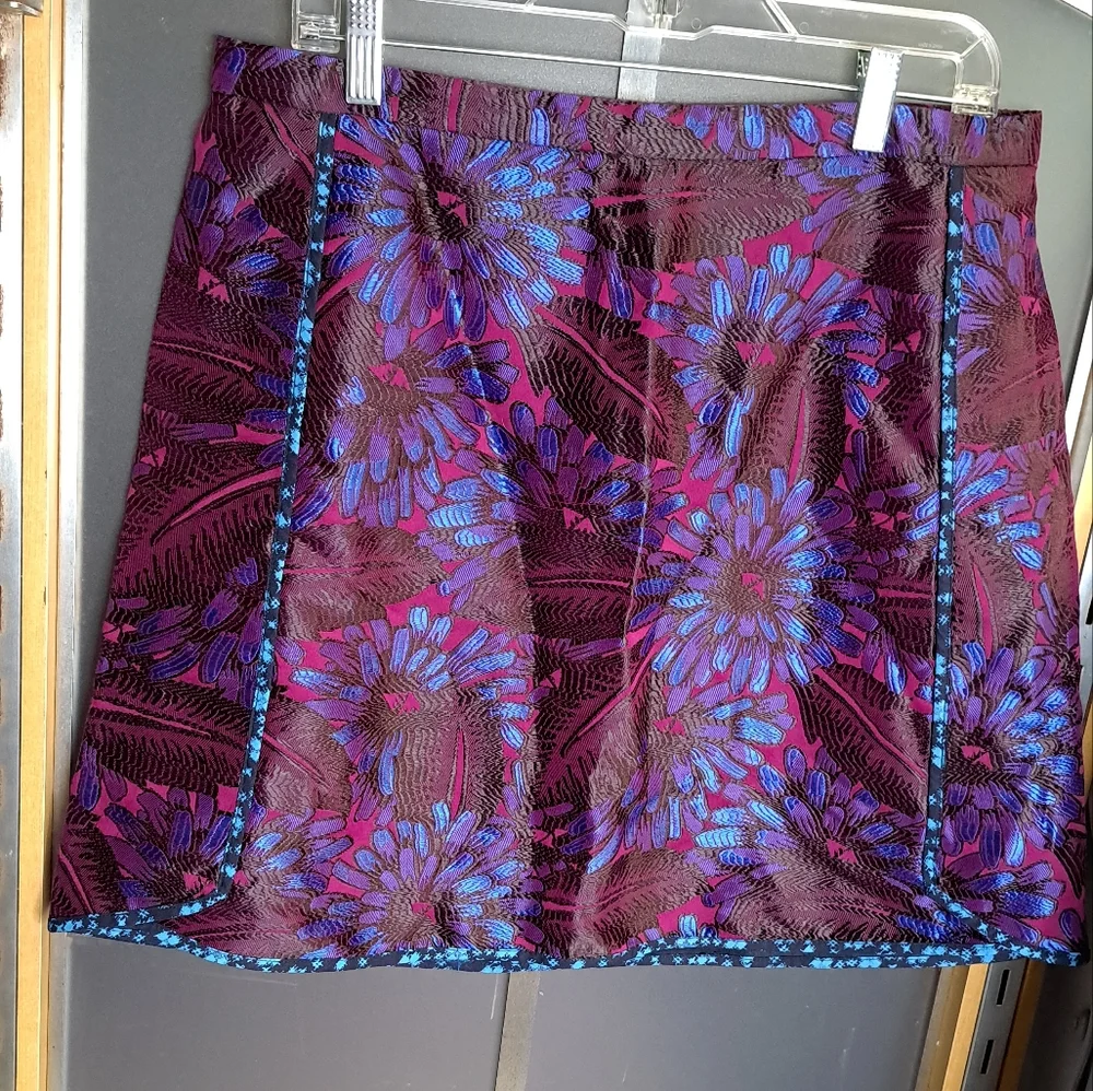 J.Crew • Vibrant GORGEOUS Floral Jacquard Neon Purple Blue Mini Pencil Skirt 12 - Picture 4 of 17